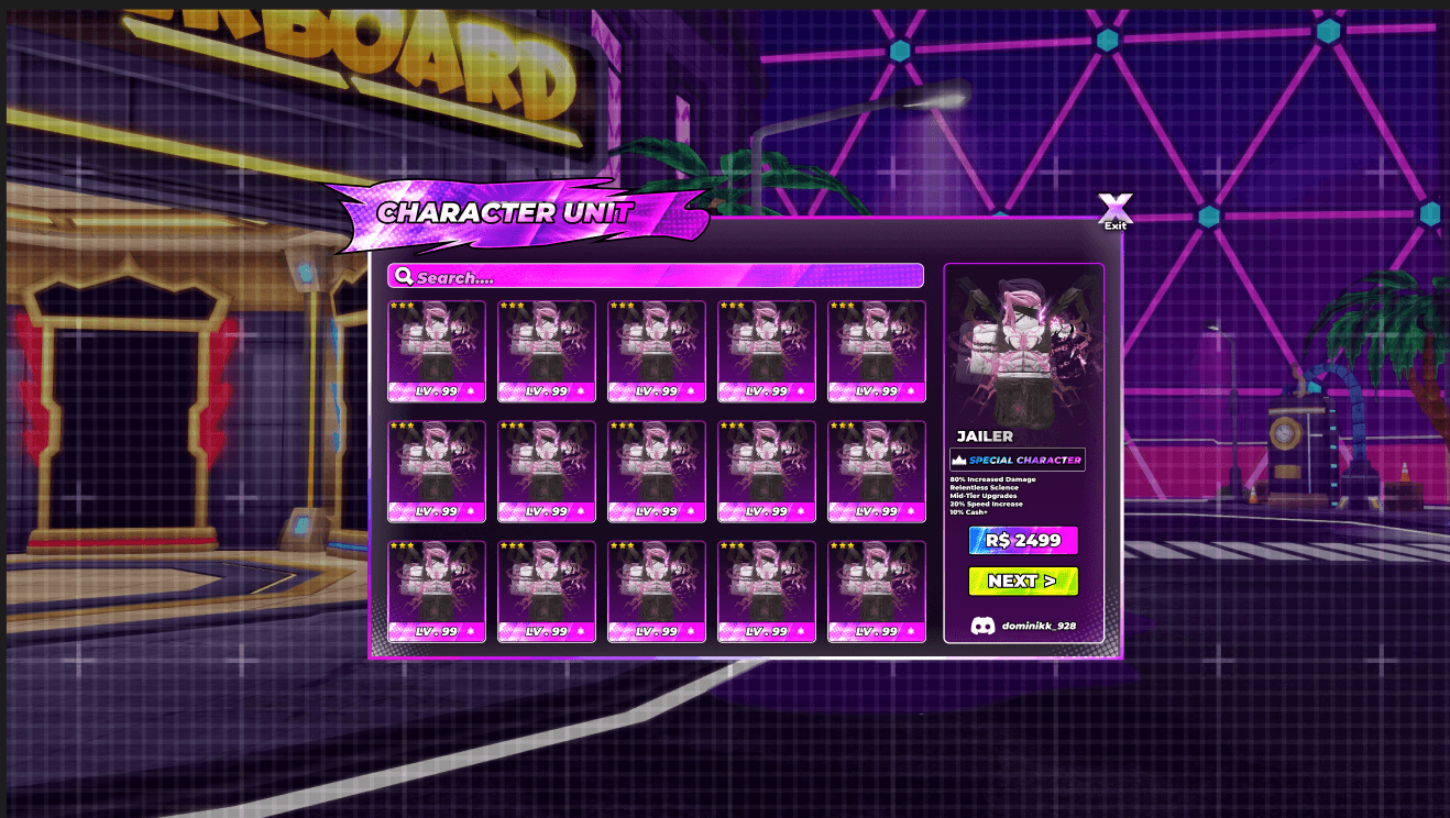Neon Character UI